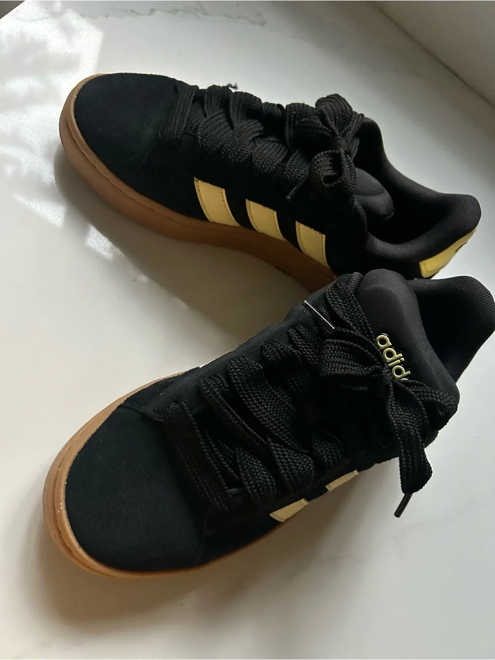 adidas Black Sneakers with Yellow Stripes